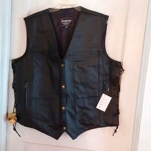 Leather motorcycle vest  men's size XXLARGE
